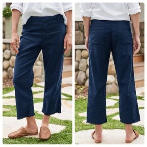 Frank & Eileen Kinsale Pant Trouser Italian Performance Linen Navy Blue Size 10